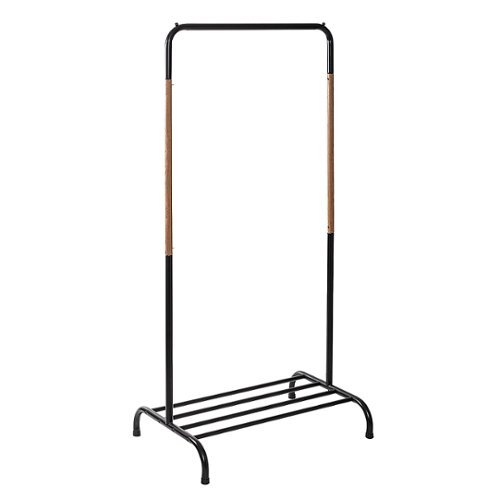 Image of Honey-Can-Do - Single Garment Rack with Shoe Shelf and Hanging Bar - Black