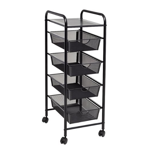 

Honey-Can-Do - Rolling Cart with 4 Drawers and Shelf - Black