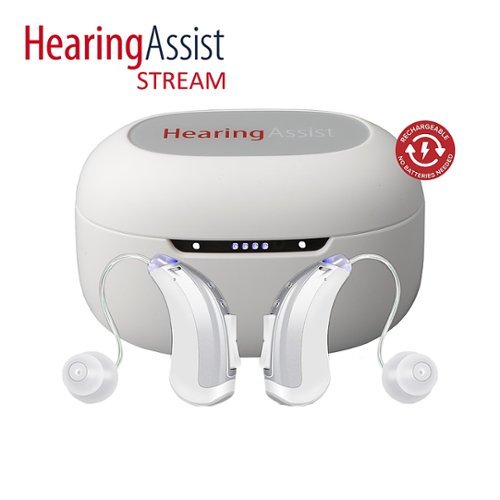 

Hearing Assist - STREAM OTC Hearing Aid Kit, RIC Rechargeable w/ Full Bluetooth Streaming & App Personalization (pair) - Gray