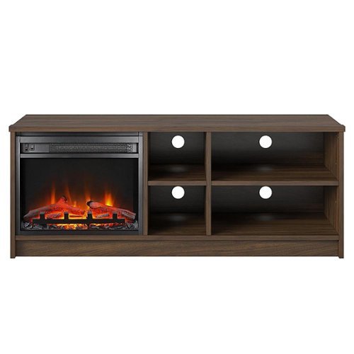 Ameriwood Home - Noble Asymmetrical 55“ TV Stand w/Fireplace - Walnut