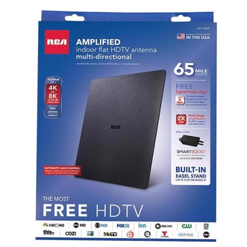 RCA - Indoor HDTV Digital Amplified Flat Antenna 1 pk - Black-Front_Standard 