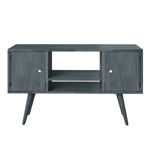 Handy Living - Rhodes Mid-Century Modern Wood Entertainment Cabinet with Doors for TVs Up to 50" in Overall Width - Gray