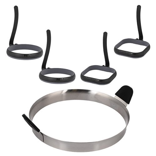 Blackstone - 7-Piece Silicone and Stainless Steel Omelet and Egg Ring Kit - Silver