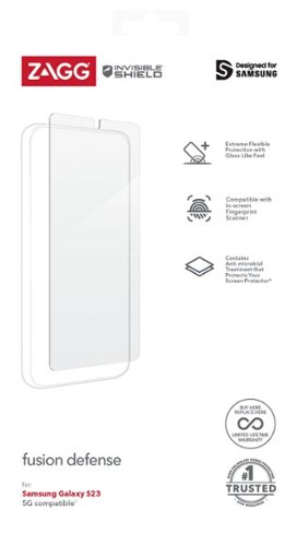 ZAGG InvisibleShield Fusion Defense Flexible Hybrid Screen Protector for Samsung Galaxy S23 - Clear WORLDWIDE DELIVERY