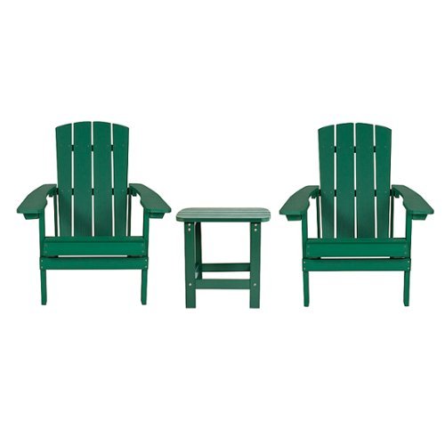 

Flash Furniture - Charlestown Indoor/Outdoor Adirondack Style Side Table and 2 Chair Set in - Green