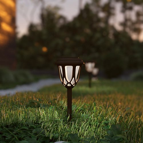 Alamont Home Hess All-Weather Tulip Design Solar Powered LED Garden & Pathway Lights - Brown WORLDWIDE DELIVERY