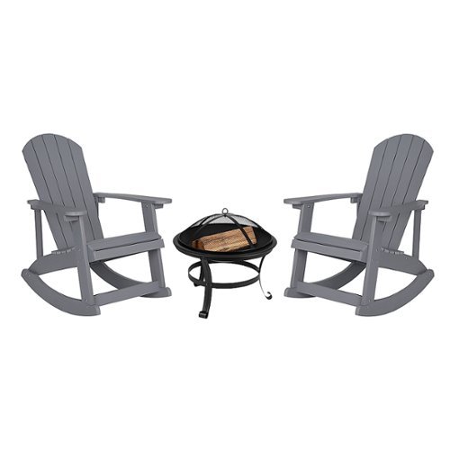 Image of Flash Furniture - Savannah Rocking Patio Chairs and Fire Pit - Gray