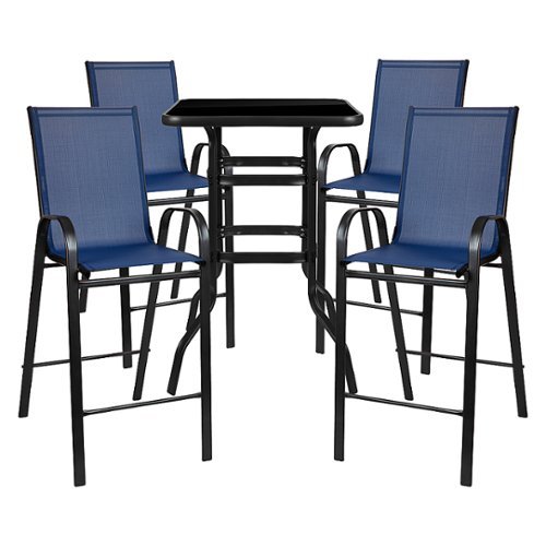 Photos - Garden Furniture Flash Furniture  Brazos Outdoor Square Modern Steel 5 Piece Patio Set - N 