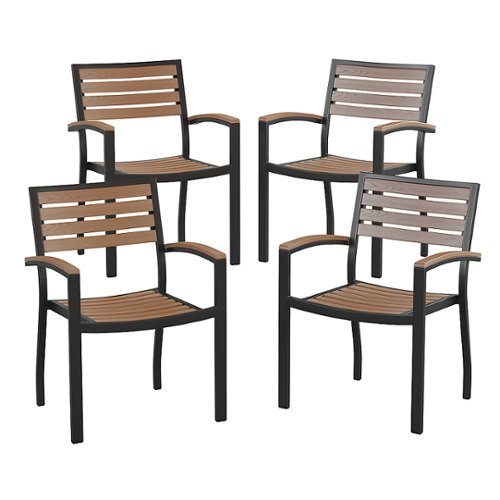 Photos - Garden Furniture Flash Furniture  Lark Set of 4 Stackable All-Weather Black Aluminum Patio 