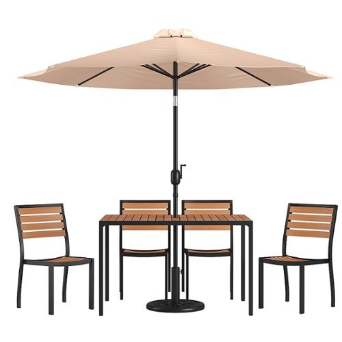 

Flash Furniture - Lark Outdoor Rectangle Modern 7 Piece Patio Set - Tan