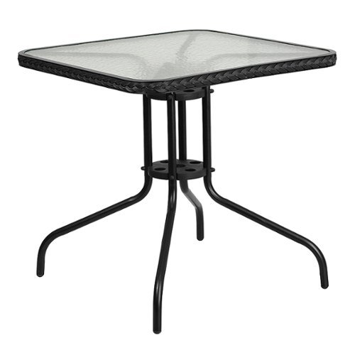 Photos - Garden Furniture Flash Furniture  Barker Square Contemporary Patio Table - Clear Top/Black 