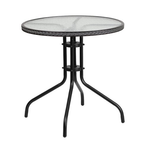 Photos - Garden Furniture Flash Furniture  Barker Round Contemporary Patio Table - Clear Top/Gray R 