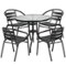 Alamont Home - Lila Outdoor Round Contemporary Metal 5 Piece Patio Set - Clear/Black-Front_Standard