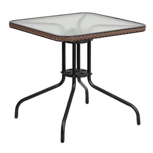 Image of Flash Furniture - Barker Contemporary Patio Table - Clear Top/Dark Brown Rattan