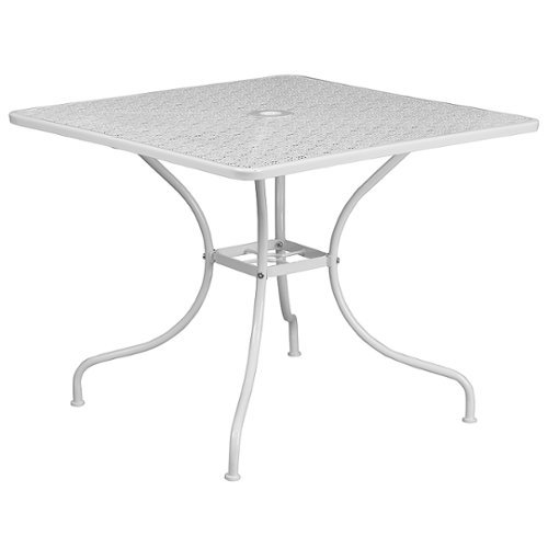 Photos - Garden Furniture Flash Furniture  Oia Square Contemporary Patio Table - White CO-6-WH-GG 