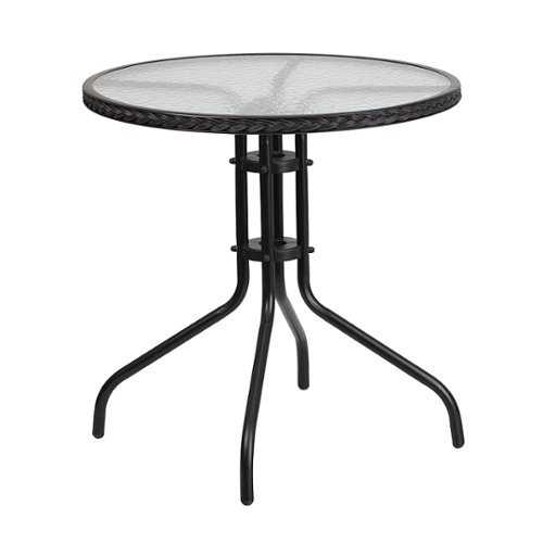 Photos - Garden Furniture Round Alamont Home - Barker  Contemporary Patio Table - Clear Top/Black Rat 
