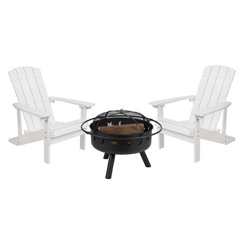 Image of Flash Furniture - Charlestown Adirondack Chairs and Fire Pit - White