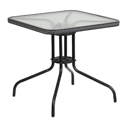 Photos - Garden Furniture Flash Furniture  Barker Square Contemporary Patio Table - Clear Top/Gray 