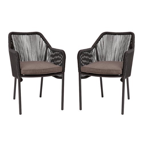 

Flash Furniture - Kallie Woven Indoor/Outdoor Stacking Club Chairs in Black - Gray Cushions-Set of 2 - Black/Gray