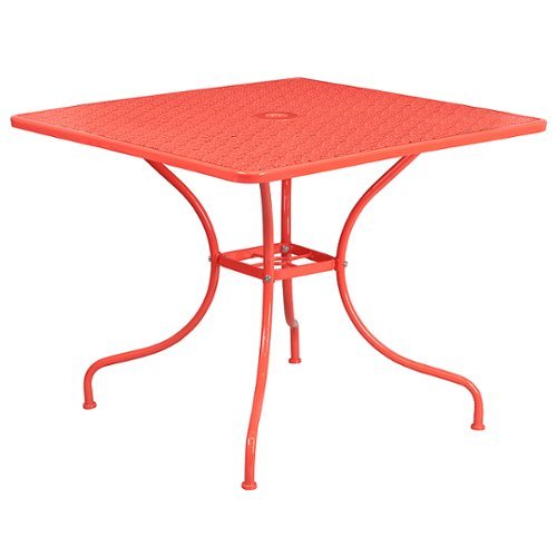 Photos - Garden Furniture Flash Furniture  Oia Square Contemporary Patio Table - Coral CO-6-RED-GG 