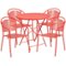 Alamont Home - Oia Outdoor Round Contemporary Metal 5 Piece Patio Set - Coral-Front_Standard