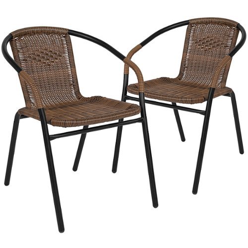 Photos - Garden Furniture Flash Furniture  Lila Patio Chair  - Medium Brown 2-TLH-037-DK (set of 2)