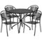 Alamont Home - Oia Outdoor Round Contemporary Metal 5 Piece Patio Set - Black-Front_Standard
