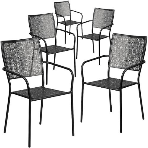 Photos - Garden Furniture Flash Furniture  Oia Patio Chair  - Black 5-CO-2-BK-GG (set of 5)