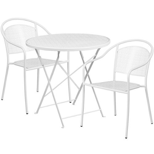 

Flash Furniture - Oia Outdoor Round Contemporary Metal 3 Piece Patio Set - White