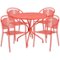 Alamont Home - Oia Outdoor Round Contemporary Metal 5 Piece Patio Set - Coral-Front_Standard