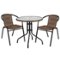 Alamont Home - Lila Outdoor Round Contemporary Metal 3 Piece Patio Set - Clear Top/Dark Brown Rattan-Front_Standard