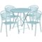 Alamont Home - Oia Outdoor Round Contemporary Metal 5 Piece Patio Set - Sky Blue-Front_Standard