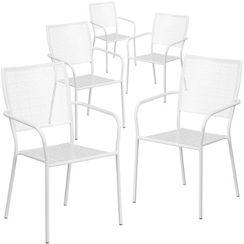 Photos - Garden Furniture Flash Furniture  Oia Patio Chair  - White 5-CO-2-WH-GG (set of 5)