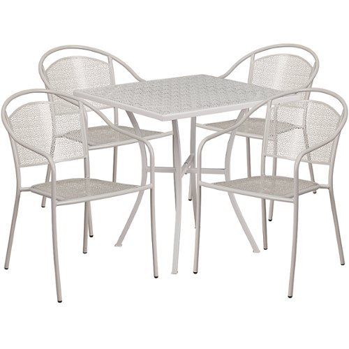 

Flash Furniture - Oia Outdoor Square Contemporary Metal 5 Piece Patio Set - Light Gray