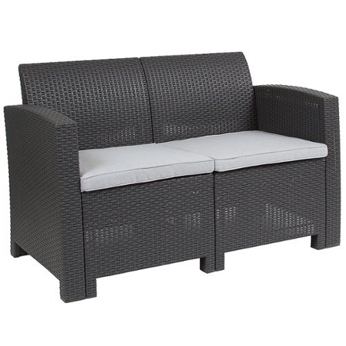 Photos - Garden Furniture Flash Furniture  Seneca Patio Lounge Loveseat - Dark Gray DAD-SF2-2-DKGY 