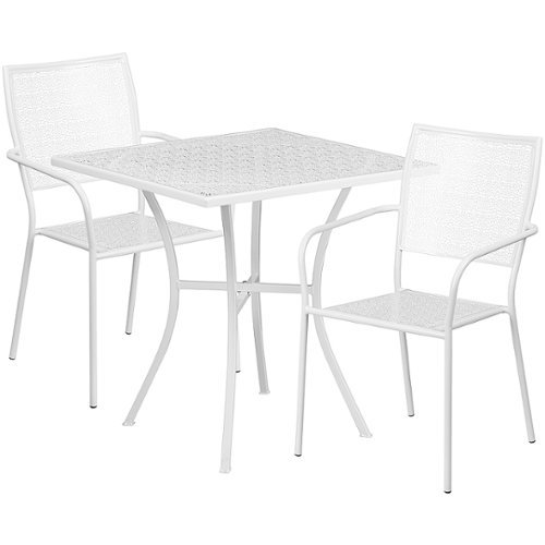 

Flash Furniture - Oia Outdoor Square Contemporary Metal 3 Piece Patio Set - White
