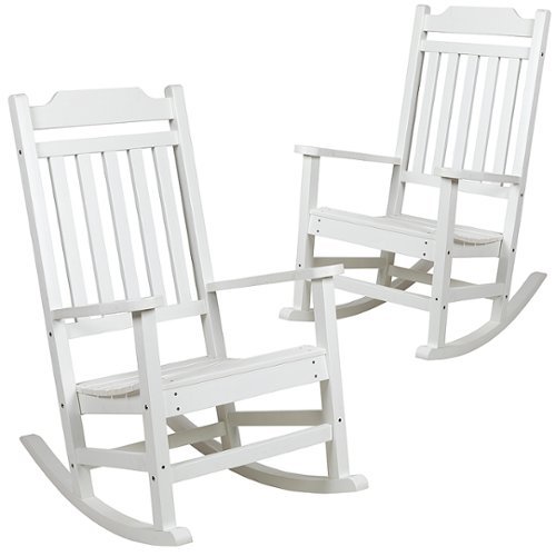 Photos - Garden Furniture Flash Furniture  Winston Rocking Patio Chair  - White 2-JJ-C147 (set of 2)