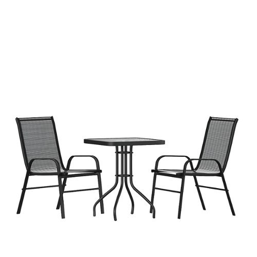 Alamont Home - Brazos Outdoor Square Contemporary  3 Piece Patio Set - Black