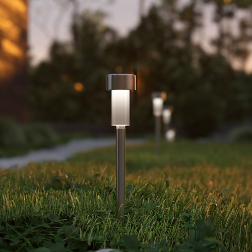 Alamont Home Hartford All-Weather Solar Powered LED Landscaping Lights - Set of 12 - Stainless Steel WORLDWIDE DELIVERY