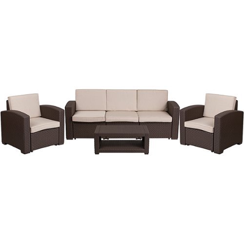 

Flash Furniture - Seneca Outdoor Rectangle Contemporary Resin 4 Piece Patio Set - Chocolate Brown