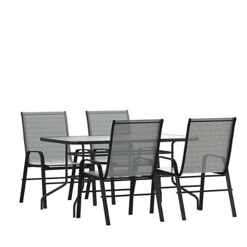 Image of Flash Furniture - Brazos Outdoor Rectangle Contemporary 5 Piece Patio Set - Gray