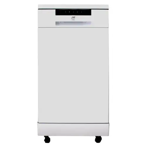 Front. SPT - 18 in. White Electronic Portable 120-volt Dishwasher with 6-Cycles with 8 Place Setting Capacity - White.