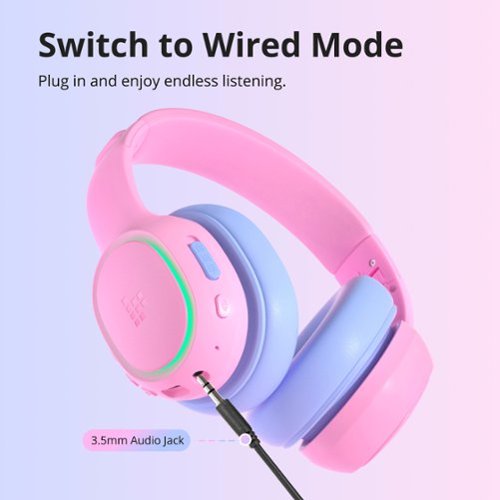Tronsmart KH03 Kids Headphones, Bluetooth Active Noise Cancelling Wireless Headsets 74/85/93dB Safe Volume LED Lights 70H Playtime - Princess Pink BUY IN QATAR