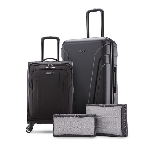 American Tourister - Troupe Duo 24" Expandable Spinner Suitcase Set 4 Piece - Black