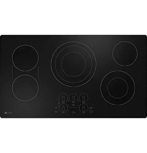 Front. GE Profile - 36" Electric Built In Cooktop - Black.