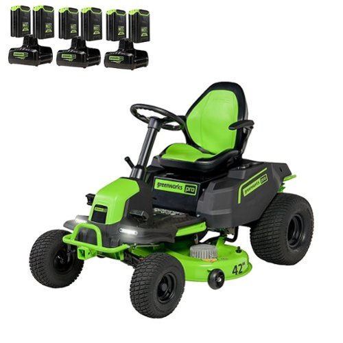 Greenworks - 80 Volt 42" CrossoverT Electric Riding Lawn Mower (6 4Ah Batteries and 3 Dual Port Turbo Chargers Included) - Green