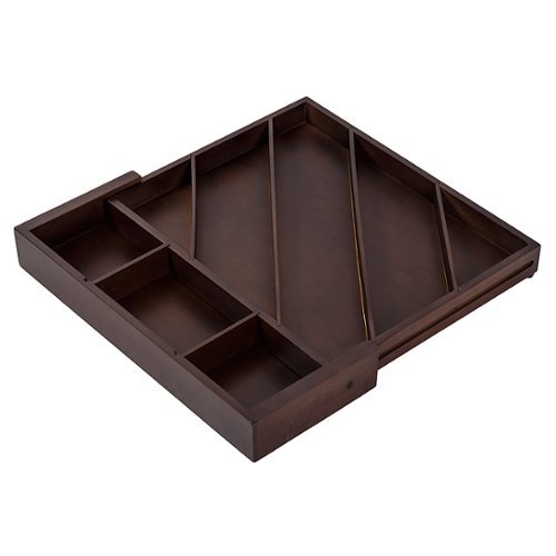 Honey-Can-Do - Expandable Diagonal Bamboo Drawer Organizer with Adjustable Dividers - Walnut