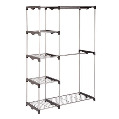 Image of Honey-Can-Do - Double Rod Freestanding Closet - Silver