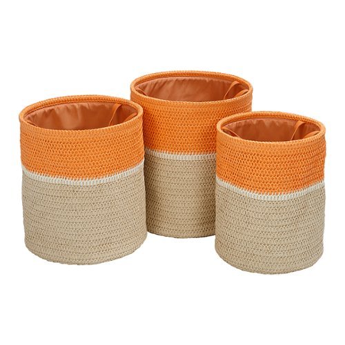 

Honey-Can-Do - Set of 3 Paper Straw Nesting Baskets with Handles - Natural