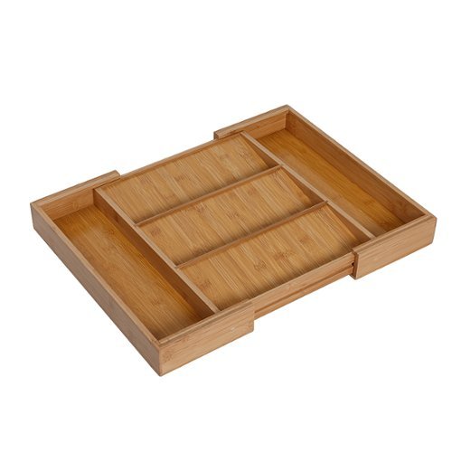 Honey-Can-Do - Adjustable Bamboo Drawer Organizer with 5 Compartments - Natural